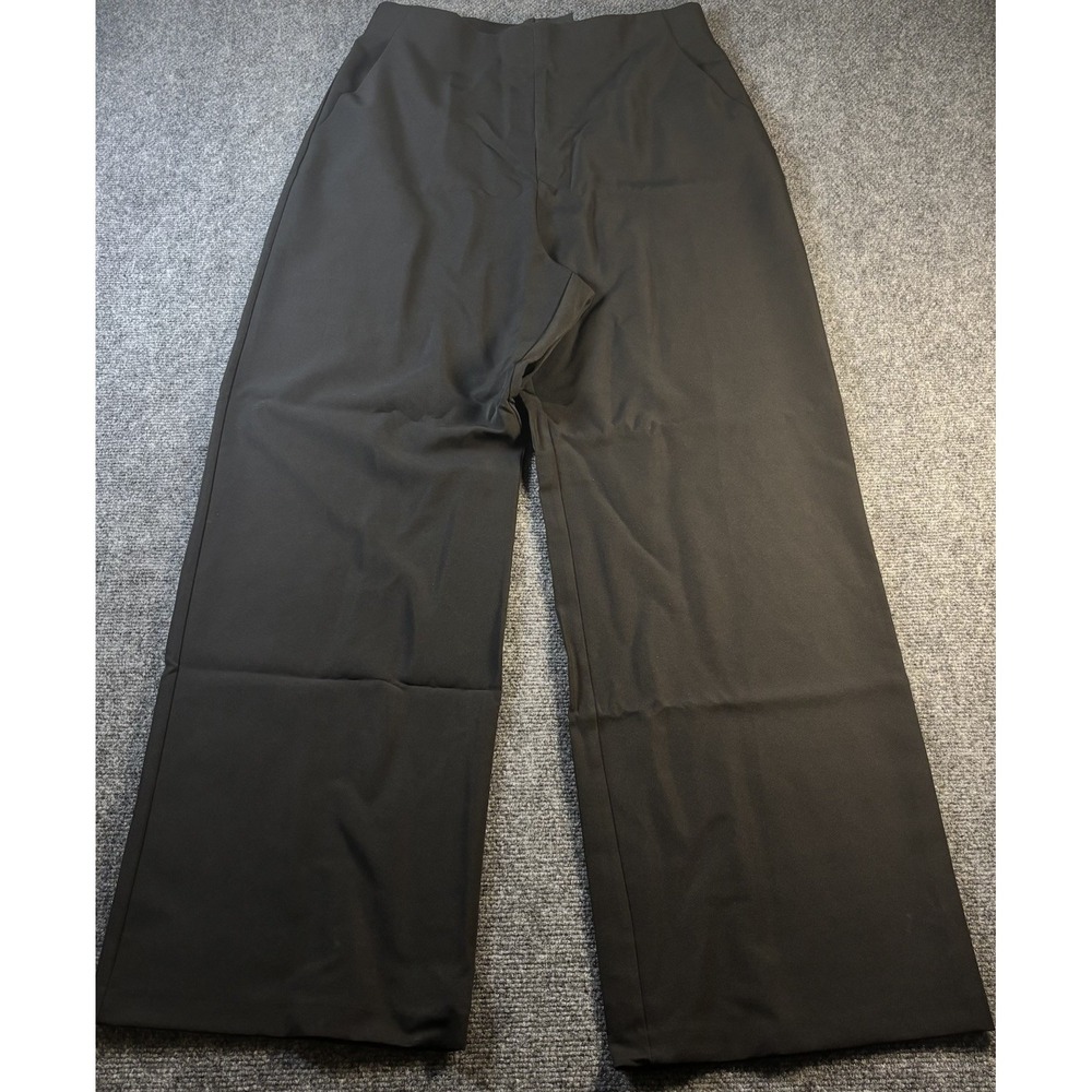 Eliza J Wide Leg Pants Women 14 Black High‎ Rise Crepe Trousers Dress Pockets